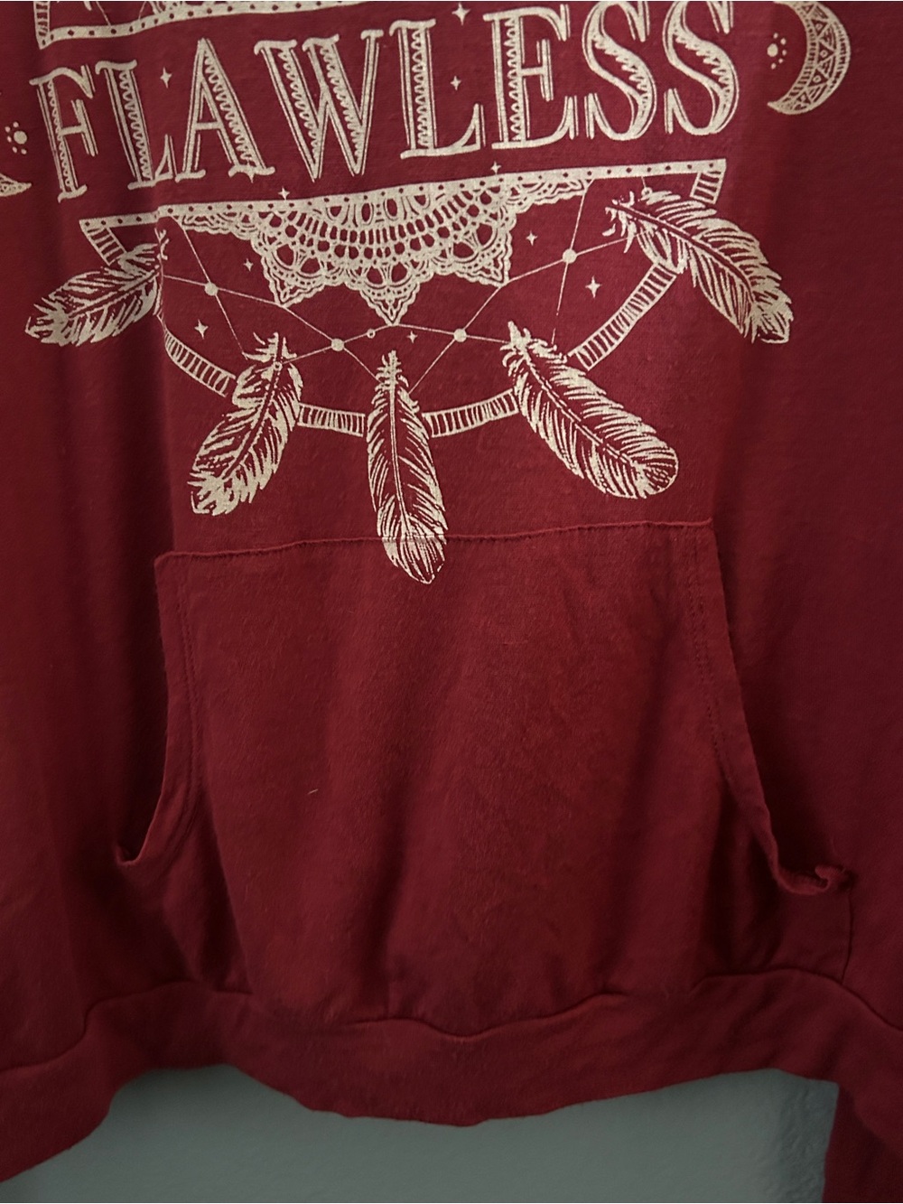 Maroon Pullover Hoodie with White Dreamcatcher Graphic - Picture 2 of 8